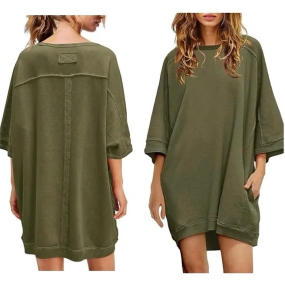 NEW Free People Mari Muscle Oversized Sweatshirt Dress - Picture 1 of 15